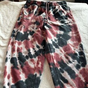 PacSun Pink and Black Tie-Dye Cropped Pants
